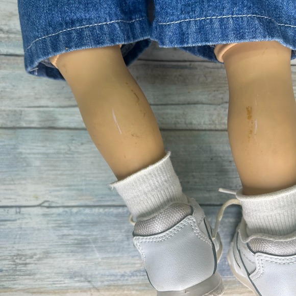 My Twinn Poseable Doll Brown Hair & Eyes Overalls Stripe Top Shoes - Picture 8 of 12